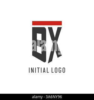 BX initial esport logo with simple shield design style vector graphic Stock Vector