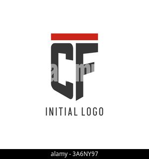 CF initial esport logo with simple shield design style vector graphic Stock Vector
