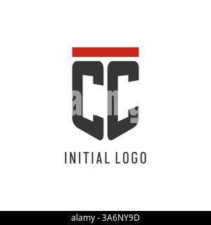CC initial esport logo with simple shield design style vector graphic Stock Vector