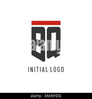 BQ initial esport logo with simple shield design style vector graphic Stock Vector