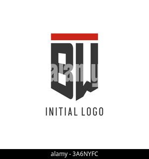 BW initial esport logo with simple shield design style vector graphic Stock Vector