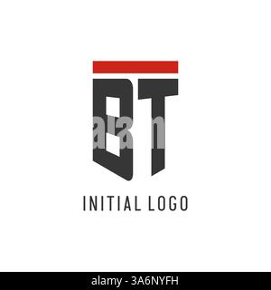 BT initial esport logo with simple shield design style vector graphic Stock Vector