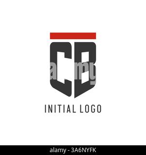 CB initial esport logo with simple shield design style vector graphic Stock Vector