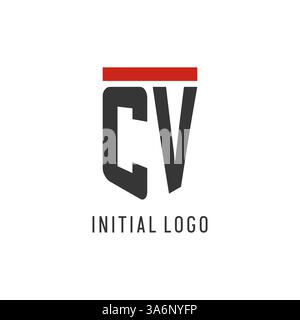 CV initial esport logo with simple shield design style vector graphic Stock Vector