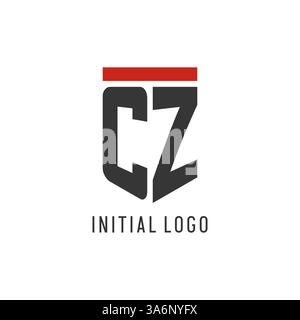 CZ initial esport logo with simple shield design style vector graphic Stock Vector