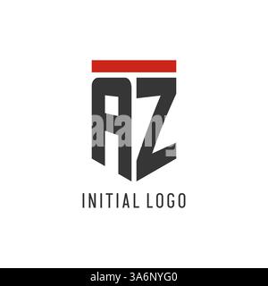 AZ initial esport logo with simple shield design style vector graphic Stock Vector