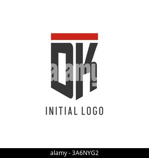 DK initial esport logo with simple shield design style vector graphic Stock Vector