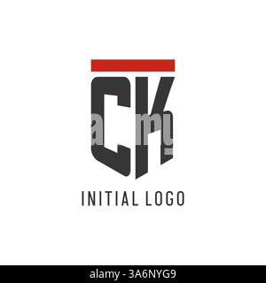 CK initial esport logo with simple shield design style vector graphic Stock Vector