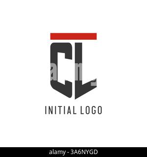 CL initial esport logo with simple shield design style vector graphic Stock Vector