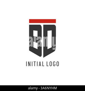 BD initial esport logo with simple shield design style vector graphic Stock Vector