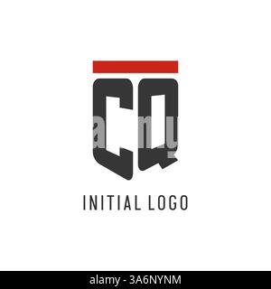 CQ initial esport logo with simple shield design style vector graphic Stock Vector