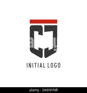CJ initial esport logo with simple shield design style vector graphic Stock Vector