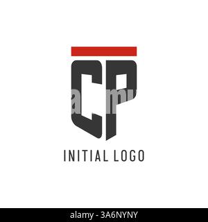CP initial esport logo with simple shield design style vector graphic Stock Vector