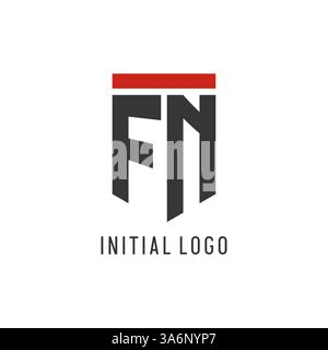 FN initial esport logo with simple shield design style vector graphic Stock Vector