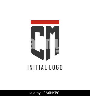 CM initial esport logo with simple shield design style vector graphic Stock Vector