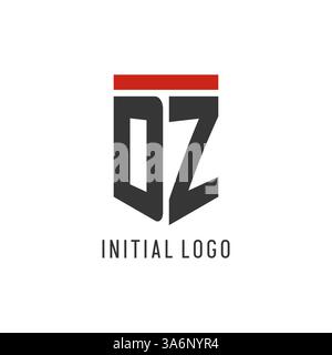DZ initial esport logo with simple shield design style vector graphic Stock Vector
