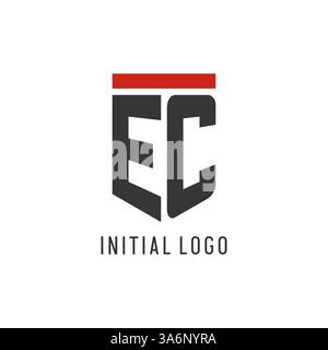EC initial esport logo with simple shield design style vector graphic Stock Vector