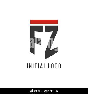 FZ initial esport logo with simple shield design style vector graphic Stock Vector