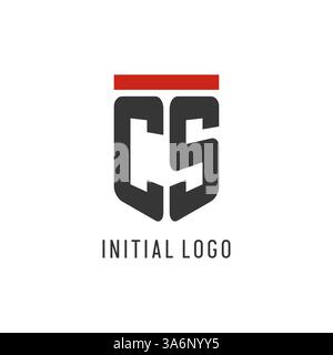 CS initial esport logo with simple shield design style vector graphic Stock Vector