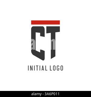 CT initial esport logo with simple shield design style vector graphic Stock Vector