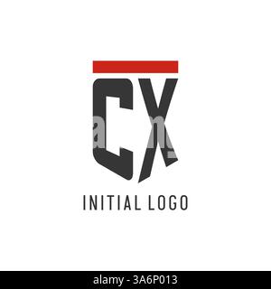 CX initial esport logo with simple shield design style vector graphic Stock Vector