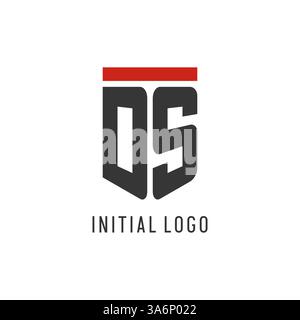 DS initial esport logo with simple shield design style vector graphic Stock Vector