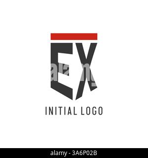EX initial esport logo with simple shield design style vector graphic Stock Vector
