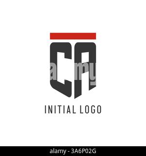 CA initial esport logo with simple shield design style vector graphic Stock Vector