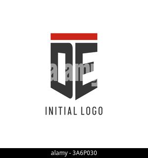 DE initial esport logo with simple shield design style vector graphic Stock Vector