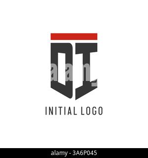 DI initial esport logo with simple shield design style vector graphic Stock Vector