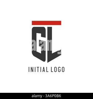 GL initial esport logo with simple shield design style vector graphic Stock Vector