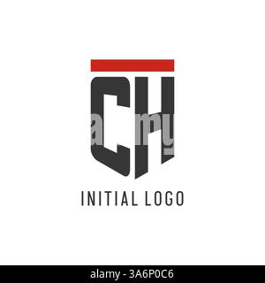 CH initial esport logo with simple shield design style vector graphic Stock Vector