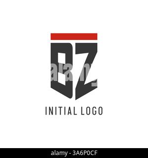 BZ initial esport logo with simple shield design style vector graphic Stock Vector