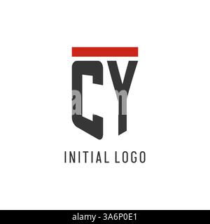 CY initial esport logo with simple shield design style vector graphic Stock Vector