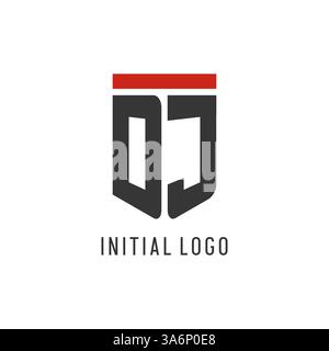DJ initial esport logo with simple shield design style vector graphic Stock Vector