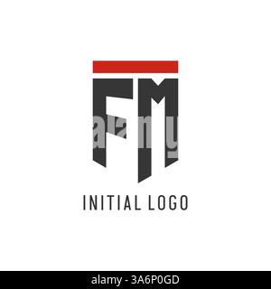 FM initial esport logo with simple shield design style vector graphic Stock Vector