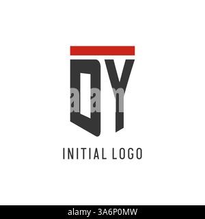 DY initial esport logo with simple shield design style vector graphic Stock Vector