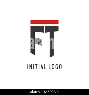 FT initial esport logo with simple shield design style vector graphic Stock Vector