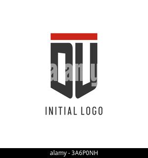 DU initial esport logo with simple shield design style vector graphic Stock Vector