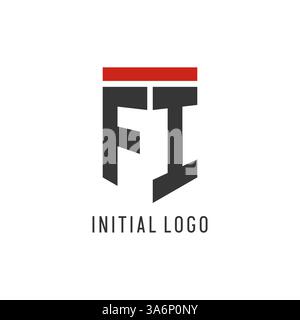 FI initial esport logo with simple shield design style vector graphic Stock Vector