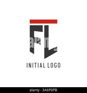 FL initial esport logo with simple shield design style vector graphic Stock Vector