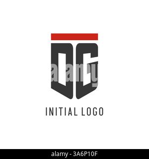 DG initial esport logo with simple shield design style vector graphic Stock Vector