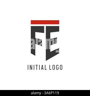 FE initial esport logo with simple shield design style vector graphic Stock Vector