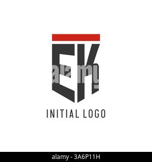 EK initial esport logo with simple shield design style vector graphic Stock Vector