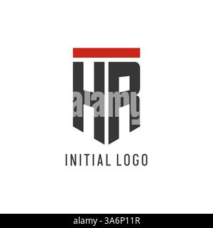 HR initial esport logo with simple shield design style vector graphic Stock Vector