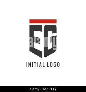 EG initial esport logo with simple shield design style vector graphic Stock Vector