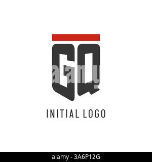 GQ initial esport logo with simple shield design style vector graphic Stock Vector