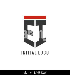 EI initial esport logo with simple shield design style vector graphic Stock Vector