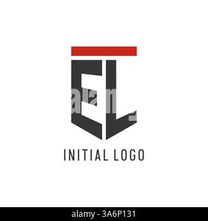 EL initial esport logo with simple shield design style vector graphic Stock Vector
