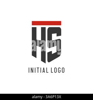 HS initial esport logo with simple shield design style vector graphic Stock Vector